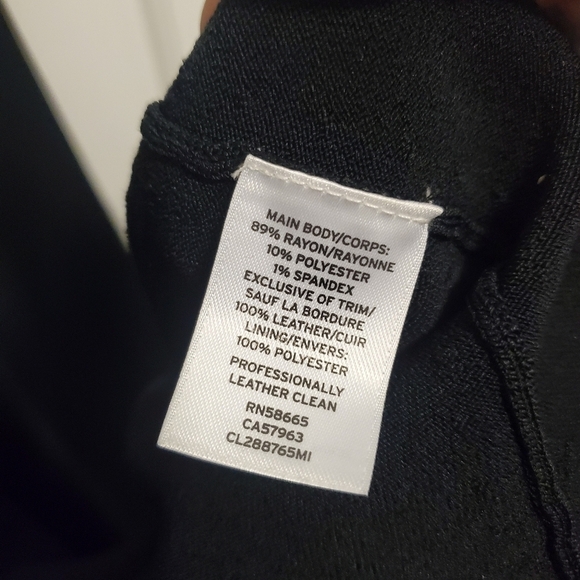 EC Classiques Entier Leather Trim Fit and flare Stretchy Jersey Knit Dress Med. - Picture 11 of 11